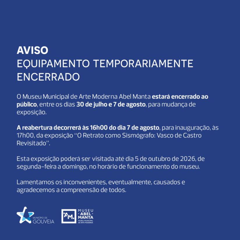 Aviso | Museu Municipal de Arte Moderna Abel Manta encerrado ao público para mudança de exposição