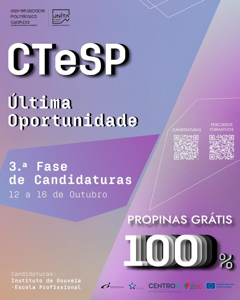3.ª Fase de Candidaturas aos CTeSP | 12 a 16 de outubro