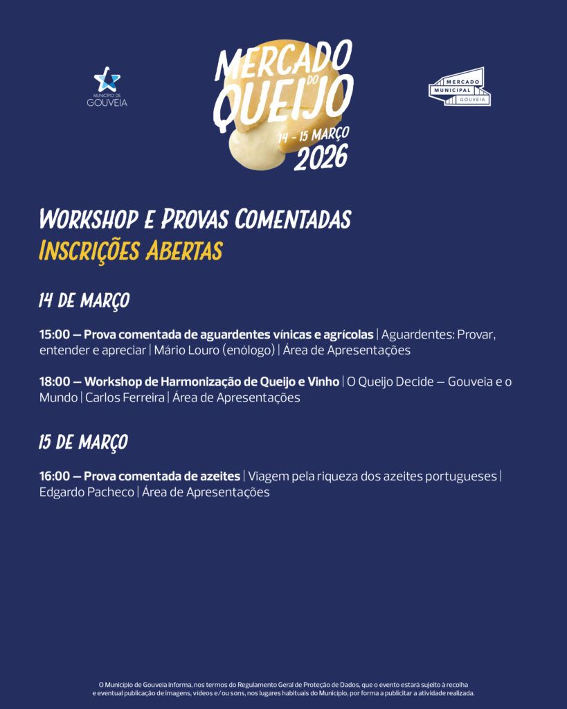 Mercado do Queijo 2026 – Gouveia | Inscrições Abertas para Workshop e Provas Comentadas