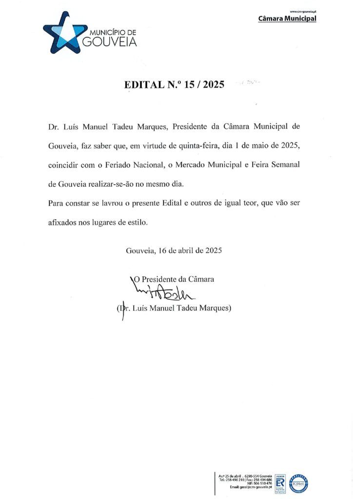 EDITAL N.º 15 | 16 de abril de 2025