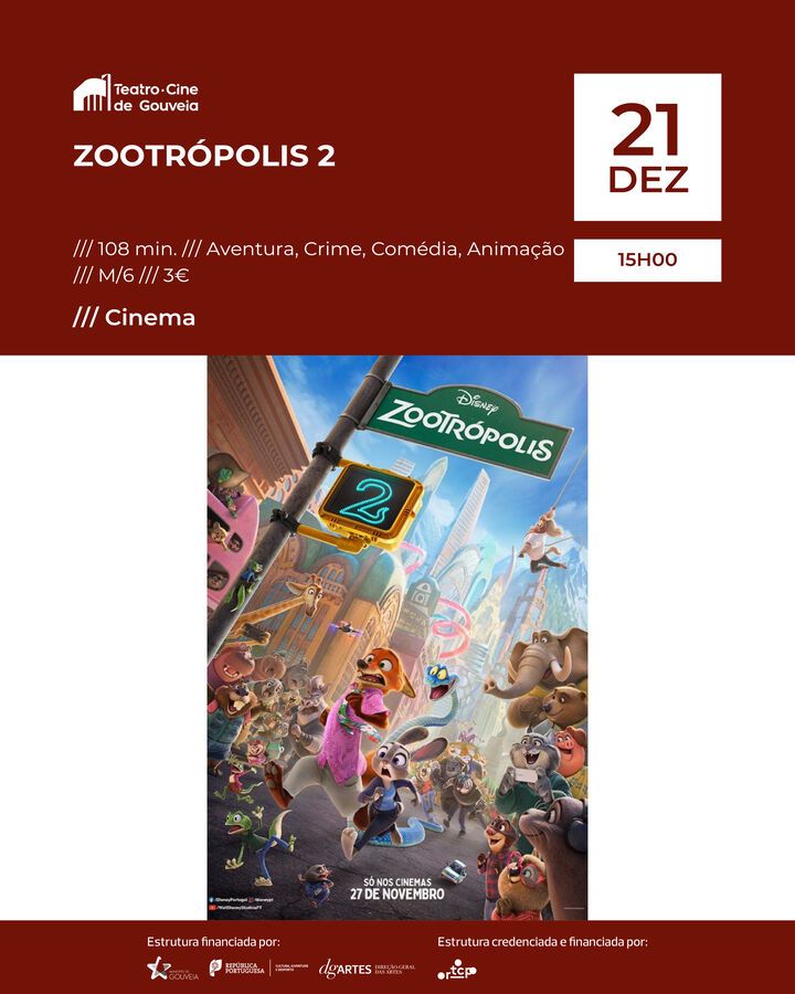 /// CINEMA: Zootrópolis 2 (VP) | 21 de dezembro | 15h00 | 3€